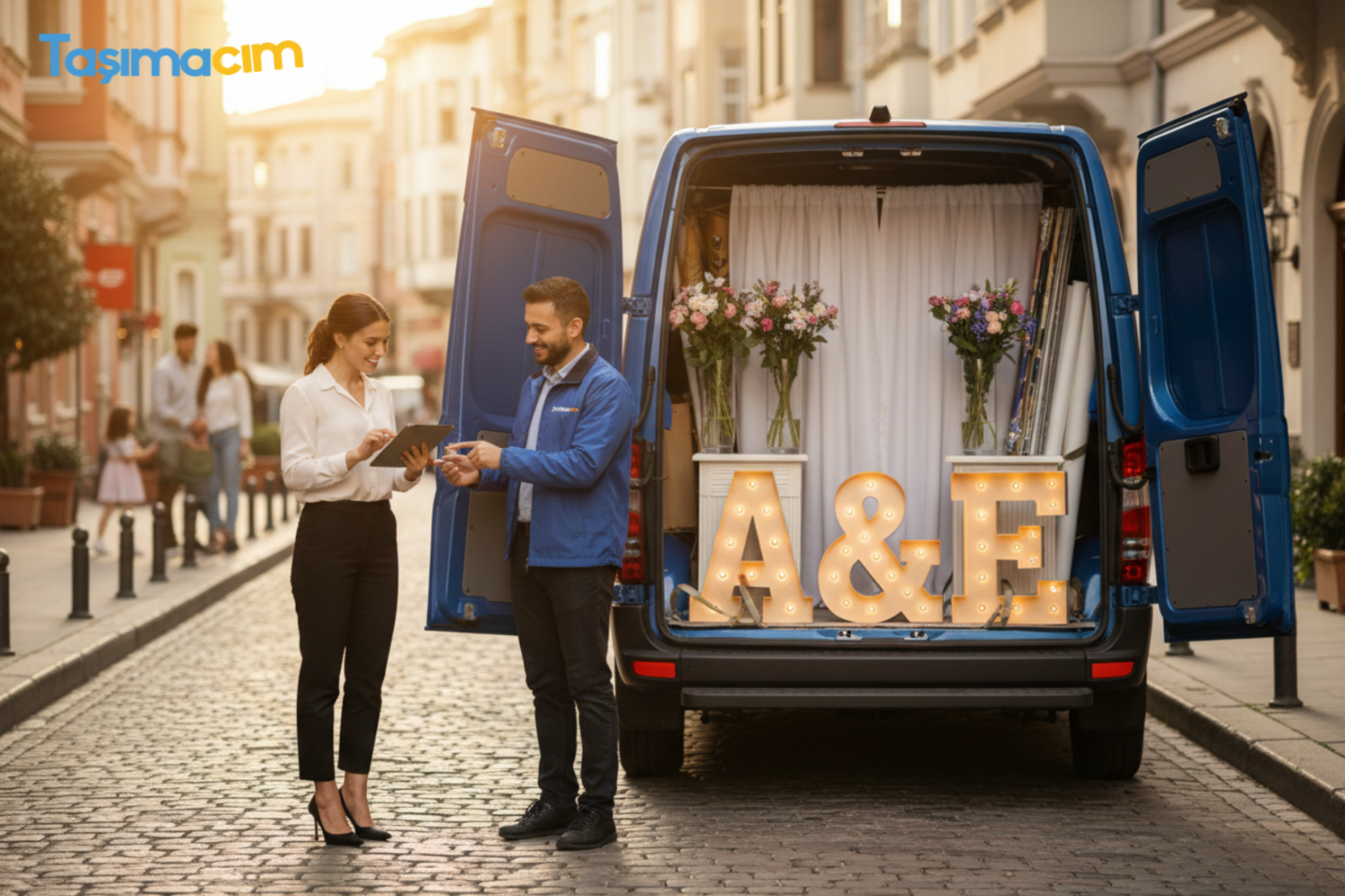 Evde nişan ve doğum günü organizasyonu için fon, balon kemeri ve dekor eşyalarının panelvan ile güvenli taşınması.
