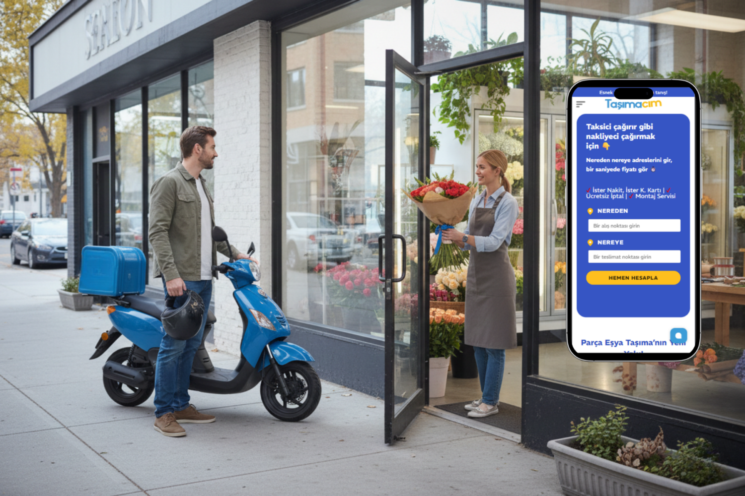 Çiçekçi için aynı gün teslimat yapan motokurye şehir içi ürün taşıma.
