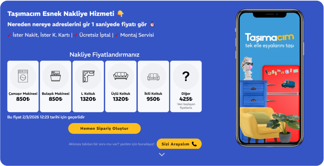 Paylaşımlı nakliye ile tek parça eşya taşıyan şehir içi panelvan araç.
