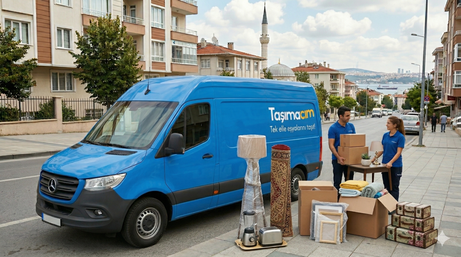 Taşımacım nakliye araçları: Şehir içi parça eşya taşıma için hazır bekleyen Doblo, Panelvan ve Kamyonet tipi araçlar.